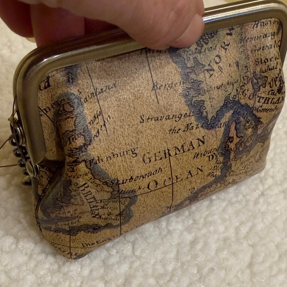 Patricia Nash Vintage Map Print Coin Purse Keychain nwot - Picture 9 of 9